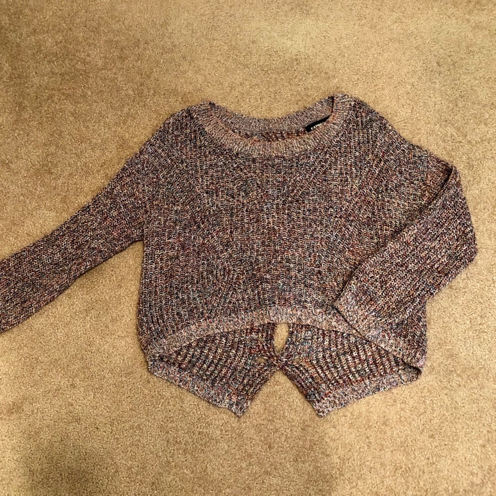 Express Cable Knit Split Back Sweater NWT